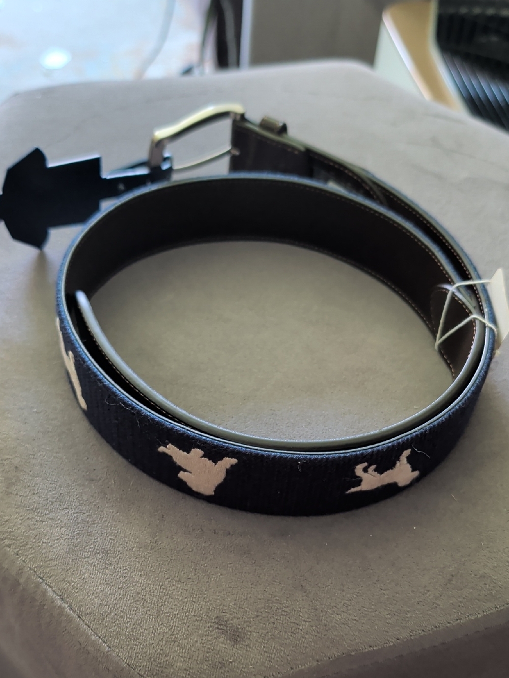 Original Penguin Leather Belt With Exterior With Canvas Golden Retriever